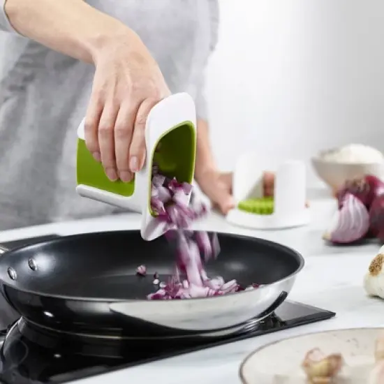 Joseph Joseph ChopCup: Manual Food Chopper with Ergonomic Handle & Stainless Steel Blades, Dishwasher-Safe, White image {6}