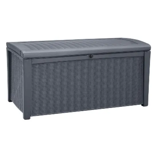 Keter Borneo 110-Gallon Multipurpose Resin Deck Storage Bin Organizing Rattan Wicker Container image {6}