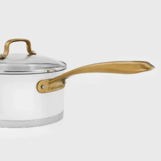Cuisinart Classic 8pc Stainless Steel Cookware Set with Brushed Gold Handles Matte White: Induction & Oven Safe Pans image {4}