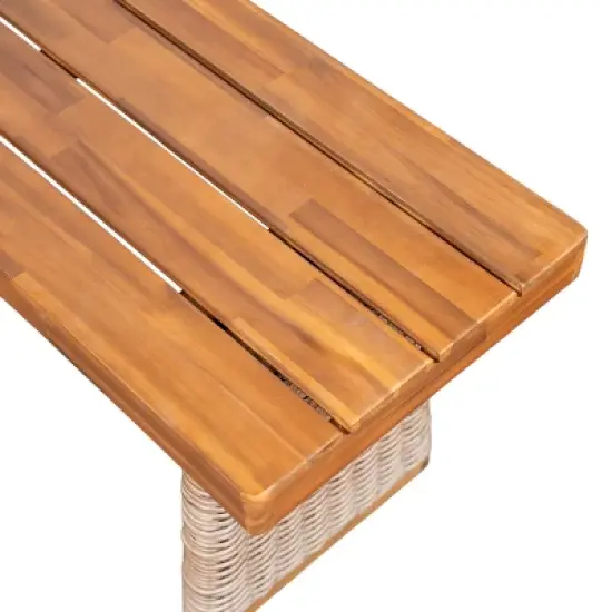 Christopher Knight Home Liliana Rustic 6 Piece Outdoor Acacia Wood Dining Set with Rattan Slatted Table and Cushions image {9}