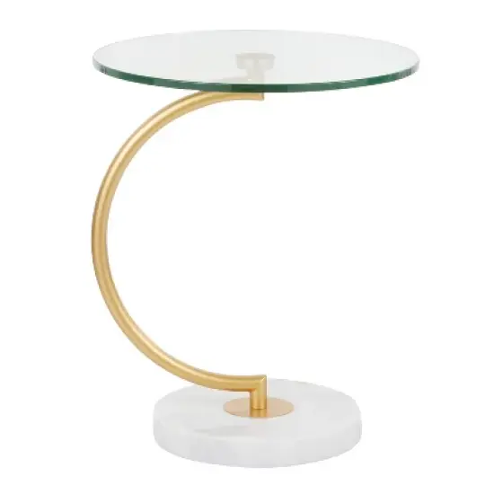C End Contemporary Table White/Gold - LumiSource image {1}