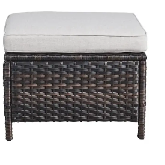 POCASSY 7-Piece Outdoor Furniture Set with Propane Fire Pit Table, Outdoor Living Set with All-Weather Brown Wicker Sectional Sofa and Swivel Chair image {12}