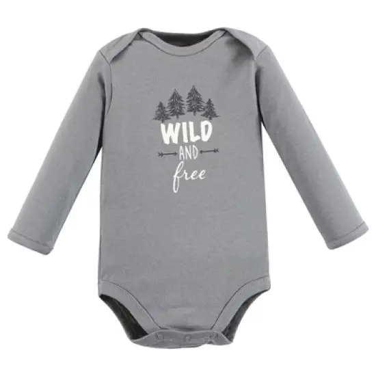 Touched by Nature Organic Cotton Long-Sleeve Bodysuits, Neutral Woodland image {5}