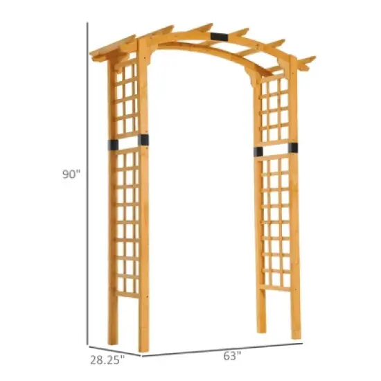 Gulches 90in Wood Garden Arbor Arch with Trellis Wall for Climbing & Hanging Plants, Decor for Party, Weddings, Birthdays & Backyards image {5}