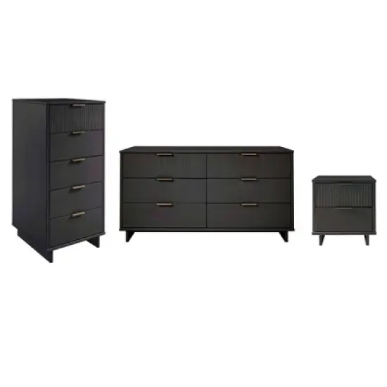Manhattan Comfort 3pc Granville Chest with Double Dresser and Nightstand Bedroom Set image {30}