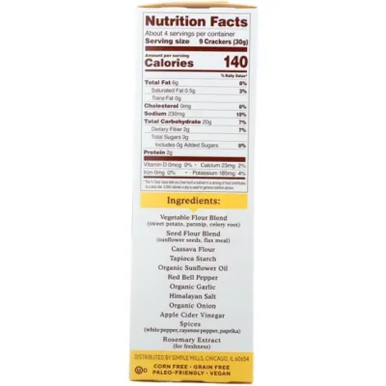 Simple Mills Roasted Red Pepper Veggie Pita Crackers - Case of 6/4.25 oz image {3}