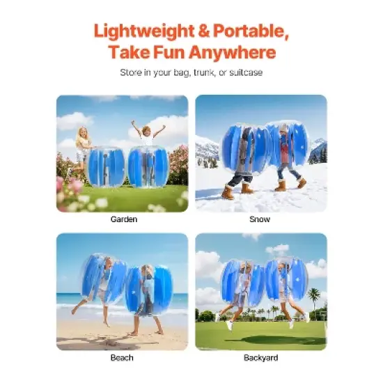 VEVOR Inflatable Bumper Balls 2-Pack, 3FT/0.9M Body Sumo Ball, Durable Thick PVC Human Hamster Bubble Knocker for Outdoor Team Gaming Play, Blue image {6}