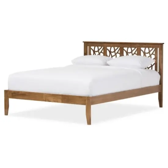 Trina Contemporary Tree Branch Inspired Wood Platform Bed Walnut Brown - Baxton Studio image {5}