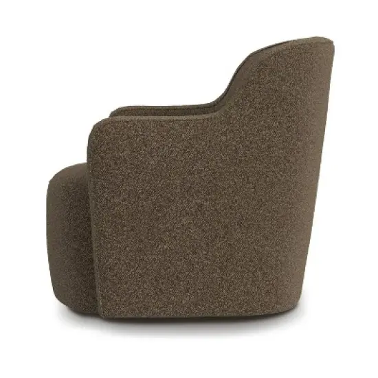 HomePop Upholstered Swivel Accent Chair Dark Brown Boucle: Polyester Fabric, Plywood Frame, No Assembly Required image {3}