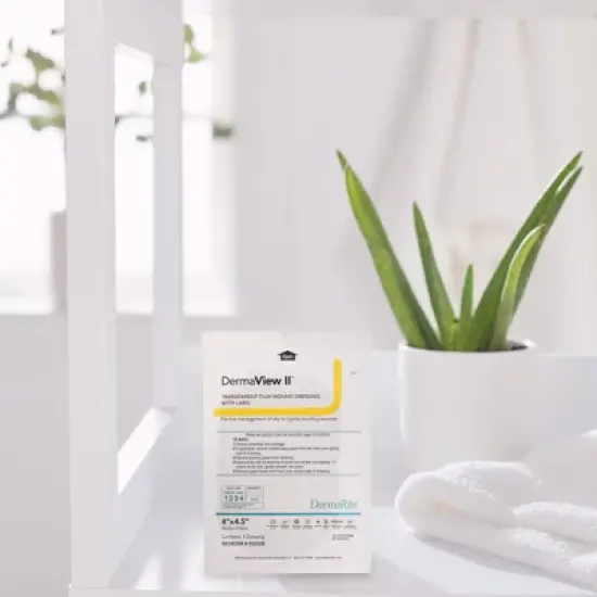 DermaView II Transparent Film Dressing, 4 in x 4 1/2 in, 1 Count, 50 Packs, 50 Total image {4}