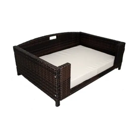 Iconic Pet Beds for Dogs and Cats - Rattan Rectangular Sofa - Brown image {3}