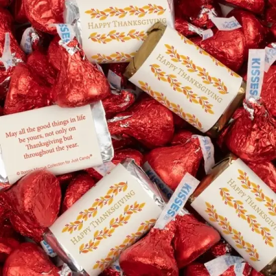 124 Pcs Thanksgiving Candy Party Favors Hershey's Miniatures & Chocolate Kisses - Red image {4}