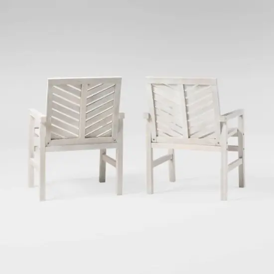 2pk Slatted Chevron Acacia Wood Patio Chairs - Saracina Home image {2}