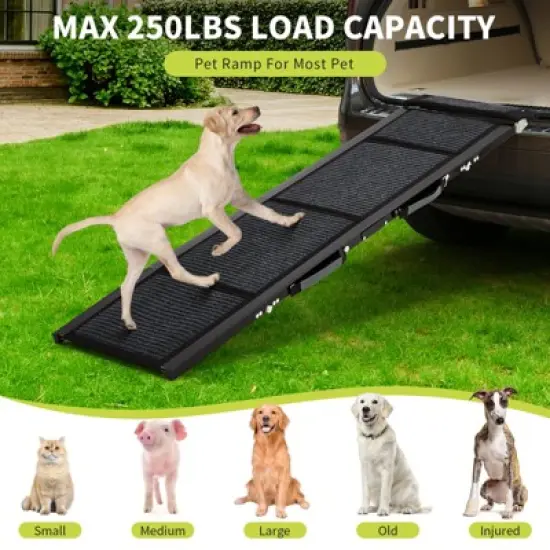 Upgraded Dog Ramp for Cars Folding Pet Ramp for Large Dogs with Non-Slip Surface Portable Dog Car Ramp,Dog Ramp Up to 250 LBS image {6}
