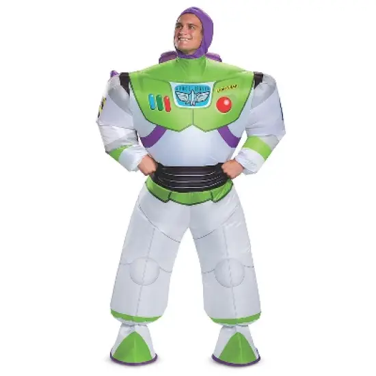 Mens Toy Story Inflatable Buzz Lightyear Costume - One Size Fits Most - White image {1}