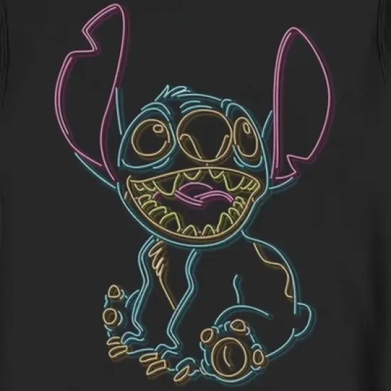 Men's Lilo & Stitch Bright Neon Outline Sweatshirt image {1}