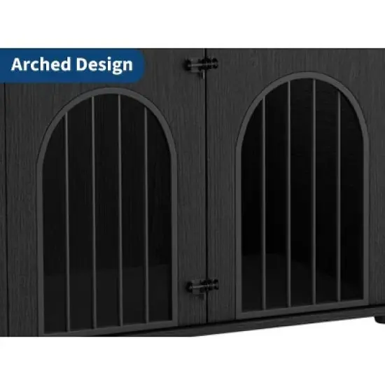 Garvee Double Dog Crate Furniture 71" Dog Kennel Furniture for 2 Medium Dogs, Heavy Duty Dogs Cage XL  with 3 Storage Shelves and 8 Adjustable Feet image {5}