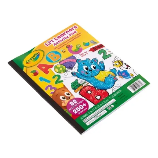 Crayola Lil' Learners Activity Pad 10"x 8": Mess Free Coloring Book for Kids, Educational Stickers, 32 Pages image {1}