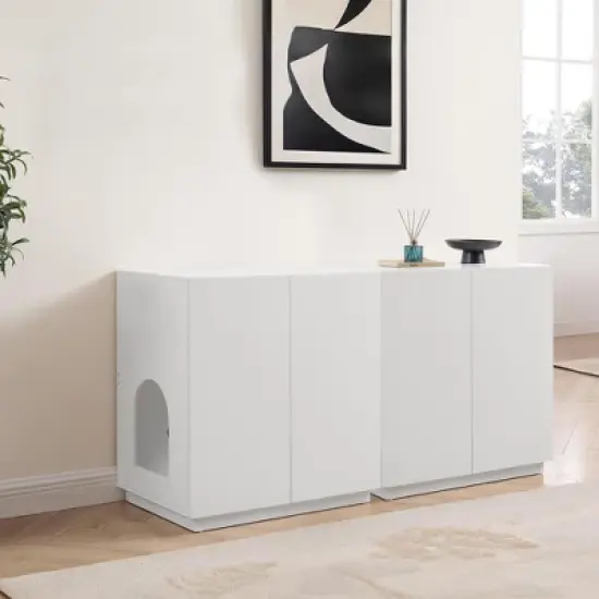 unipaws Tall Cat Litter Box Enclosure with Shelves image {9}