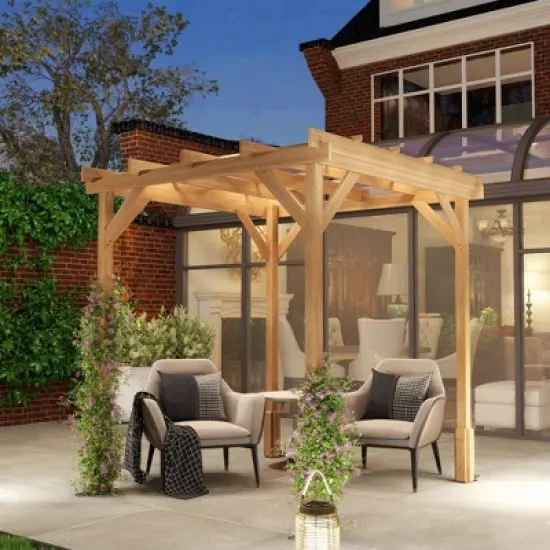 Outsunny Outdoor Pergola, Wood Gazebo Grape Trellis with Stable Structure, Dark Brown image {1}