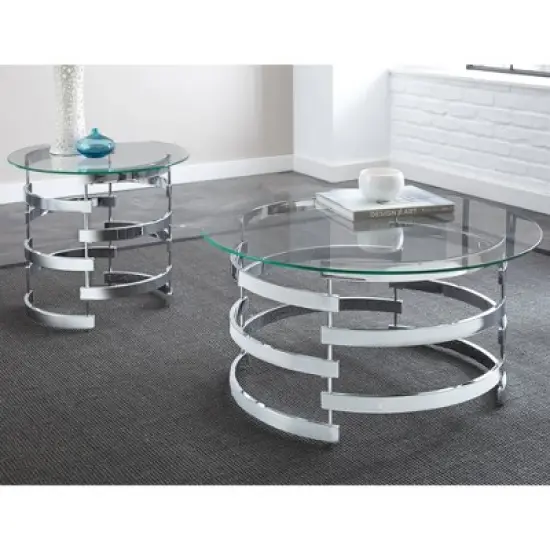 Tayside End Table Glass and Chrome - Steve Silver image {1}