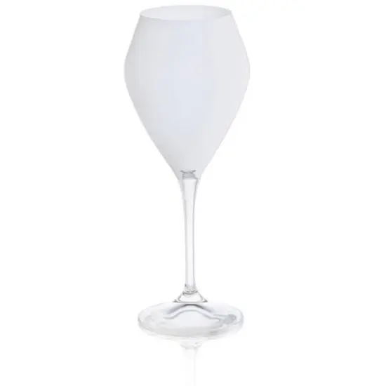 Classic Touch Set of 6 White V-Shaped Wine Glasses with Clear Stem image {1}
