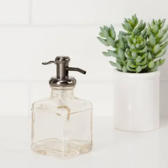 Short Antique Glass Soap Pump Brown - Threshold&trade; image {1}