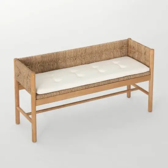 Elden Wood Bench with Woven Back and Loose Cushion Seat - Threshold&trade; designed with Studio McGee image {3}