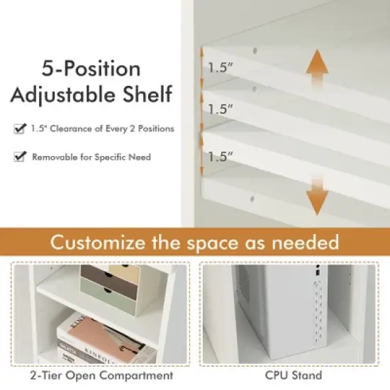 Costway Computer Desk Home Office Workstation Study Laptop Table with Keyboard Tray Drawer Black/White image {7}