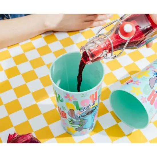Silver Buffalo Disney Lilo & Stitch "Aloha" 4-Piece Plastic Cup Set | Each Holds 22 Ounces image {6}
