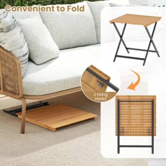 Tangkula 28" Patio Folding Table w/ Slatted Tabletop Portable Bistro Dining Table image {4}