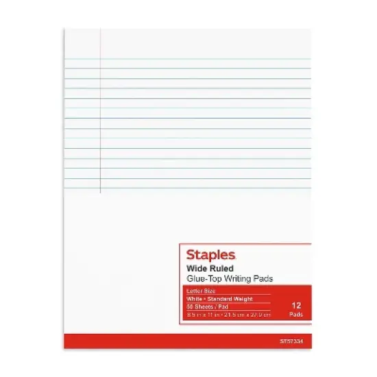 Staples Notepads 8.5" x 11" Wide White 50 Sh./Pad 12 Pads/PK 154120 image {3}