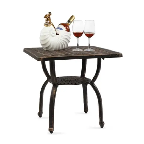 Syemin Patio End Tables, Modern Decorative Side Tables, Stylish Design for Patio, Living Room, Indoor and Outdoor Use, Black, 21.2"*21.2"*19.2" image {7}