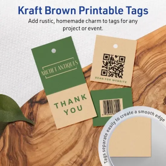 Avery Perforated Price Tags, 1-1/2" x 3", Kraft Brown, 100 Total image {2}