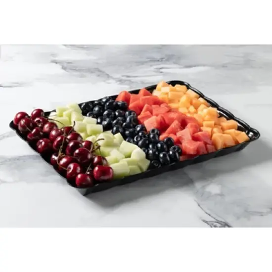 Posh Setting Black Rectangular Serving Tray with Scalloped Edge - 4 Count image {5}
