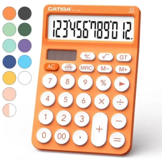 CATIGA 12-Digit Desktop Calculator, Large LCD, Big Buttons, Solar & Battery Dual Power, Standard Functions for Office, Home, School - SD-1292 image {15}