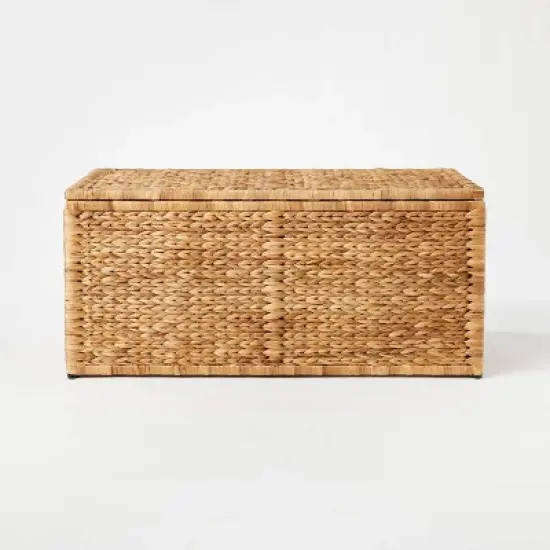 Natural Woven Storage Bench - Threshold&trade; designed with Studio McGee: Metal Frame, Fish Scale Pattern, No Assembly Required image {2}