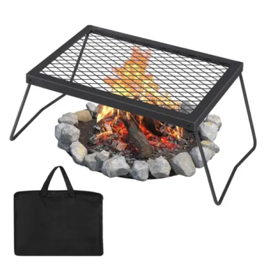 Folding Campfire Grill Heavy Duty Steel Mesh Grate, Portable Camping Grates Over Fire Pit, Grilling Rack for Outdoor Open Flame Cooking image {7}