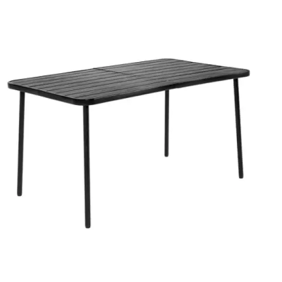 ELJGET 7 Piece Outdoor Dining Table Set for 6, Metal Dining Table with 6 Plastic Chairs for Patio, Deck, Yard image {4}