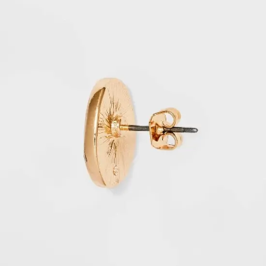 Pearl Cabochon Stud Earrings - A New Day&trade; Gold: Nickel-Free Metal, Post Closure, 0.59" Length, 0.51" Width image {2}