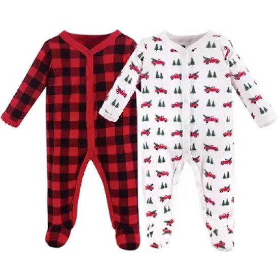 Hudson Baby Baby Cotton Snap Sleep and Play 2pk, Christmas Tree image {1}