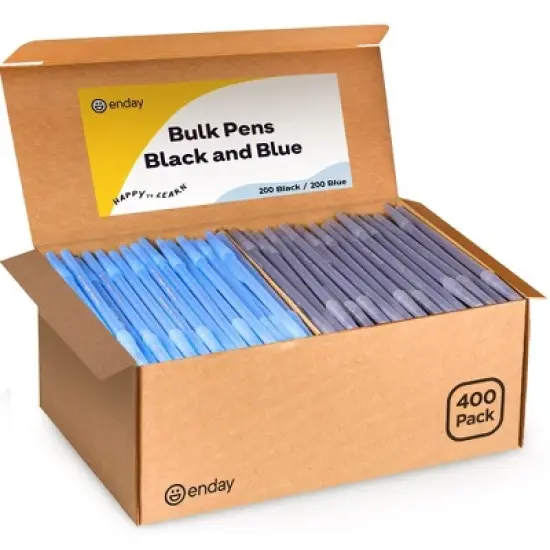 Enday Pens Bulk Black Pens Blue Pens Ballpoint, Medium Point (1.0mm), Flexible Round Barrel For Writing Comfort Ballpoint Pens For School, Office image {8}