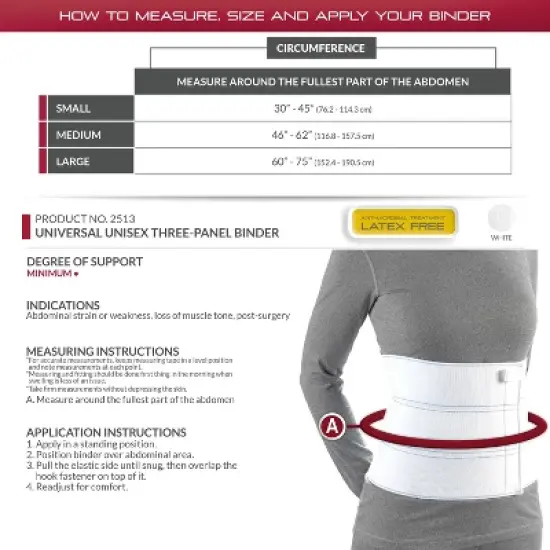 OTC Abdominal Binder, Chest Support Brace, Rib Fracture, Unisex, Three-Panel image {1}