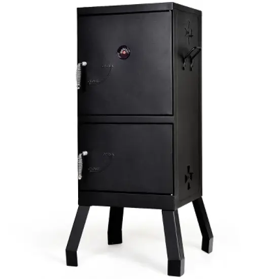Costway Vertical Charcoal Smoker BBQ Barbecue Grill w/ Temperature Gauge Outdoor Black image {10}