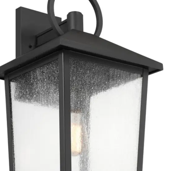 John Timberland Westmont 22" High Modern Outdoor Wall Light Fixture Mount Porch House Exterior Weatherproof Sand Black Aluminum Seeded Glass Shade image {8}