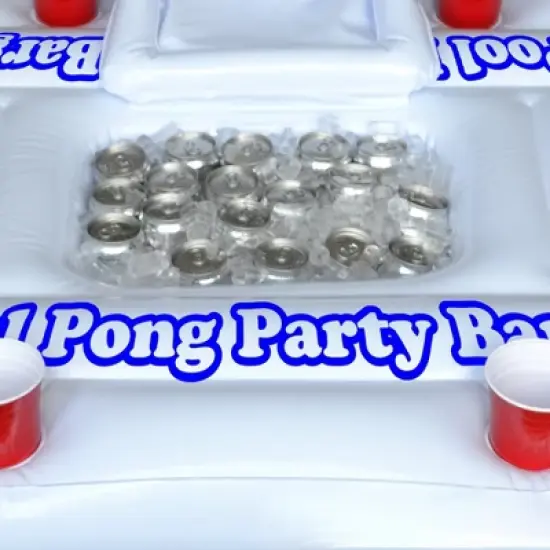 GoPong Original Pool Party Barge Floating Beer Pong Table with Cooler and Cup Holders image {5}