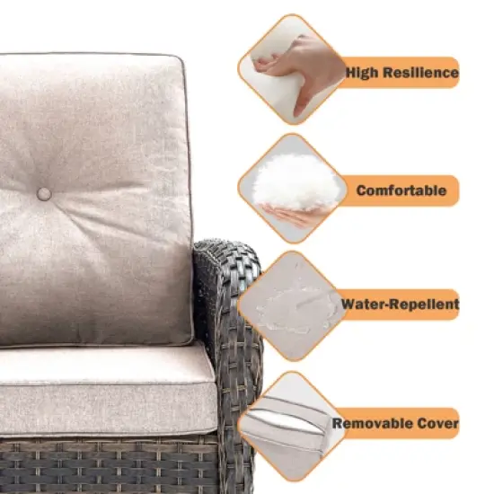 Buenhomino Outdoor Patio Furniture - Wicker Sofa with Removable Cushion, 3 Seater Rattan Couch with Deep Seat, High Backrest for Balcony, Backyard image {4}