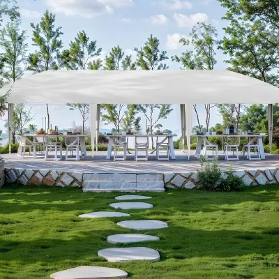 GustoWave Portable Outdoor 10x30 Ft Pop Up Canopy with 8 Sidewalls for camping image {10}