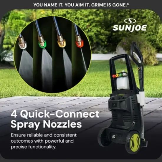 Sun Joe XTREAM Electric Pressure Washer, 4 Nozzle Foam Cannon with Wheels and Bristle Brushes, 20 ft Hose and 35 ft Power Cord, SPX3000-XT1 image {5}