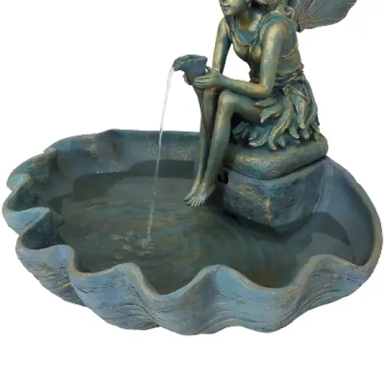 Sunnydaze 30"H Electric Fiberglass Fairy Shell Outdoor Water Fountain image {3}